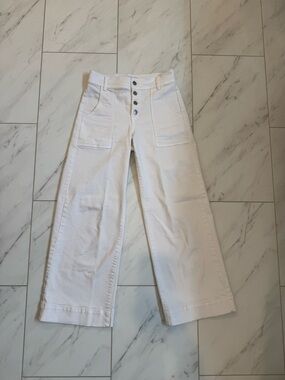 Evereve White Wide-Leg Button Fly Jeans